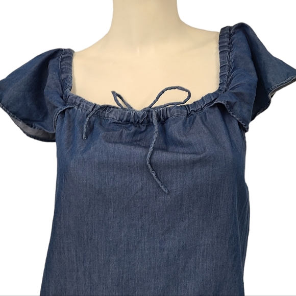 J Crew Chambray Off Shoulder Top size large Jean Denim - Picture 5 of 9